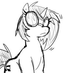 Size: 500x500 | Tagged: safe, artist:reiduran, dj pon-3, vinyl scratch, pony, unicorn, g4, female, glasses, mare, monochrome, sketch, solo