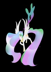 Size: 572x800 | Tagged: safe, princess celestia, alicorn, pony, g4, black background, female, magic, mare, simple background, solo, sword, warrior celestia, weapon