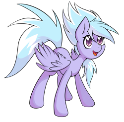 Size: 1269x1250 | Tagged: dead source, safe, artist:grumblepluck, cloudchaser, pegasus, pony, g4, female, mare, raised tail, simple background, smiling, solo, transparent background, wings