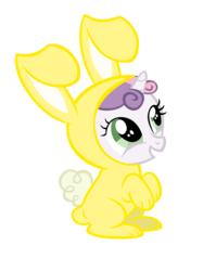 Size: 750x943 | Tagged: safe, edit, sweetie belle, pony, unicorn, g4, bunny belle, bunny costume, clothes, female, filly, foal, simple background, solo, sweetiepoo, transparent background, when you see it