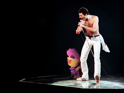 Size: 1024x768 | Tagged: dead source, safe, artist:davca, scootaloo, human, pony, g4, epic, freddie mercury, irl, irl human, photo, ponies in real life, queen (band)