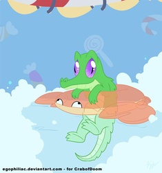 Size: 733x779 | Tagged: safe, artist:egophiliac, gummy, g4, bath, bubble, cute, floating, inner tube, male, smiling, solo, swimming