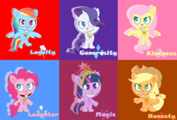 Size: 4277x2906 | Tagged: safe, artist:elica1994, applejack, fluttershy, pinkie pie, rainbow dash, rarity, twilight sparkle, g4, elements of harmony, happy tree friends