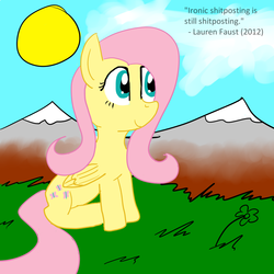 Size: 1000x1000 | Tagged: safe, artist:rapidstrike, fluttershy, g4, fake quote, meta