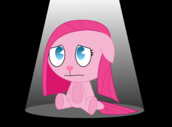 Size: 1584x1169 | Tagged: safe, artist:elica1994, pinkie pie, g4, party of one, crossover, happy tree friends, pinkamena diane pie, sitting, spotlight