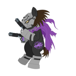 Size: 900x900 | Tagged: safe, artist:shadyhorseman, pony, darksiders, gun, handgun, pistol, ponified, simple background, strife (darksiders), transparent background