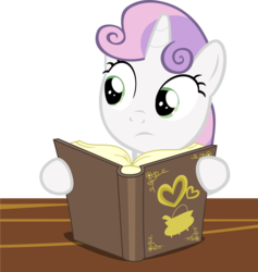 Size: 5000x5273 | Tagged: safe, artist:dtcx97, sweetie belle, g4, hearts and hooves day (episode), absurd resolution, book, simple background, transparent background, vector