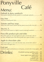 Size: 2480x3508 | Tagged: safe, artist:skeptic-mousey, cafe, cafes, food, menu, ponyville, poster, typography