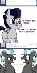 Size: 589x1172 | Tagged: safe, artist:daeternal, rumble, thunderlane, pegasus, pony, g4, ask, ask-little-rumble, brothers, colt, comic, double, duo, male, single, stallion, tumblr