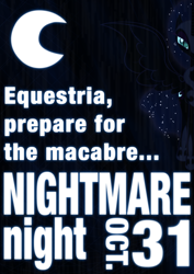 Size: 2480x3508 | Tagged: safe, artist:skeptic-mousey, nightmare moon, princess luna, g4, nightmare night, poster, typography