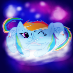 Size: 500x500 | Tagged: safe, artist:wakanuiouigiworknny, rainbow dash, pegasus, pony, g4, blushing, clone, female, mare, self ponidox