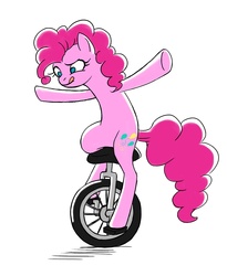 Size: 1115x1362 | Tagged: safe, artist:valkyrie-girl, pinkie pie, earth pony, pony, g4, female, hooves out, simple background, solo, tongue out, unicycle, white background