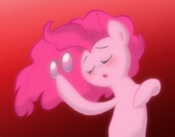 Size: 1000x783 | Tagged: safe, artist:willdrawforfood1, pinkie pie, earth pony, pony, g4, eyes closed, female, glasses, gradient background, mare, pinkie pie solutions, simple background, solo