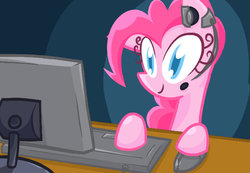 Size: 650x450 | Tagged: safe, artist:frostedwarlock, pinkie pie, g4, computer, computer mouse, headset, tumblr