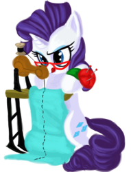 Size: 2407x3147 | Tagged: safe, artist:fauxsquared, rarity, pony, unicorn, g4, female, glasses, high res, mare, pincushion, sewing machine, simple background, solo, transparent background