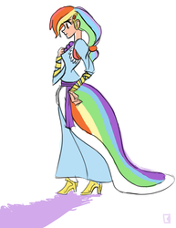 Size: 2550x3300 | Tagged: safe, artist:fauxsquared, rainbow dash, human, g4, clothes, dress, female, gala dress, high res, humanized, solo
