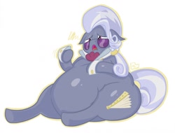 Size: 1280x974 | Tagged: dead source, safe, artist:boot, hoity toity, earth pony, pony, g4, belly, bhm, big belly, fat, heart attack, hoity tubby, huge belly, morbidly obese, obese, open mouth, sweat