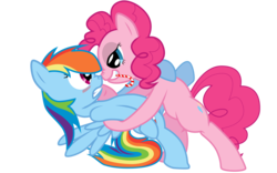 Size: 1920x1200 | Tagged: safe, artist:kittyhawk-contrail, pinkie pie, rainbow dash, earth pony, pegasus, pony, g4, blushing, dancing, female, lesbian, mare, mouth hold, nose to nose, ship:pinkiedash, shipping, simple background, transparent background, vector