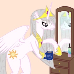 Size: 1000x1000 | Tagged: safe, artist:invidlord, princess celestia, pony, g4, bed mane, female, hair dye, solo