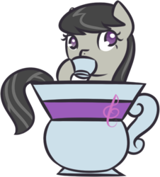 Size: 559x618 | Tagged: safe, artist:favouritefi, octavia melody, earth pony, pony, g4, cup, drinking, female, looking at you, simple background, solo, tea, teacup, transparent background