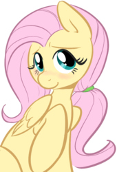 Size: 545x802 | Tagged: safe, artist:php27, fluttershy, pony, g4, blushing, cute, looking at you, ponytail, raised hoof, shy, simple background, smiling, solo, transparent background, vector
