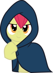 Size: 6000x8297 | Tagged: safe, artist:lightningtumble, apple bloom, earth pony, pony, g4, absurd resolution, cloak, clothes, female, simple background, solo, transparent background, vector
