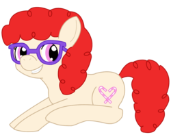 Size: 1000x800 | Tagged: safe, artist:bonaldo-kun, twist, earth pony, pony, g4, female, filly, foal, glasses, prone, signature, simple background, solo, transparent background