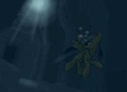 Size: 1100x800 | Tagged: safe, artist:muffinsforever, daring do, pony, g4, female, ruins, scuba diving, solo, swimming, underwater