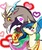 Size: 513x615 | Tagged: safe, artist:aurora-chiaro, discord, princess celestia, alicorn, draconequus, pony, g4, blushing, female, flower, heart, looking at each other, male, ship:dislestia, shipping, straight