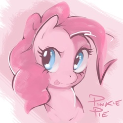 Size: 557x560 | Tagged: dead source, safe, artist:soulspade, pinkie pie, earth pony, pony, g4, bust, cute, diapinkes, female, mare, portrait, solo, tongue out