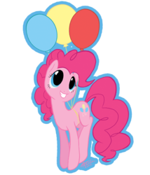 Size: 510x596 | Tagged: safe, artist:dinkelion, pinkie pie, pony, g4, balloon, female, floating, mare, outline, simple background, solo, then watch her balloons lift her up to the sky, transparent background