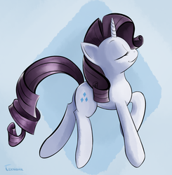 Size: 1897x1939 | Tagged: safe, artist:teknibaal, rarity, pony, unicorn, g4, eyes closed, female, mare, profile, raised hoof, smiling, solo