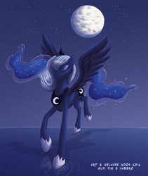 Size: 675x800 | Tagged: safe, artist:raynesgem, princess luna, pony, g4, female, moon, solo