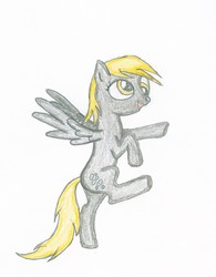 Size: 1334x1713 | Tagged: safe, artist:tyrellus, derpy hooves, pegasus, pony, g4, colored pencil drawing, female, mare, solo, traditional art