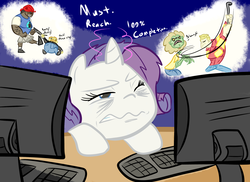 Size: 2338x1700 | Tagged: safe, artist:tess, rarity, pony, g4, computer, female, solo, video game