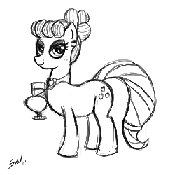 Size: 868x868 | Tagged: safe, artist:saliantsunbreeze, applejack, earth pony, pony, g4, alternate hairstyle, female, gif, monochrome, non-animated gif, solo