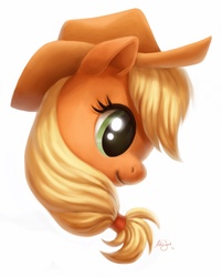 Size: 1280x1600 | Tagged: safe, artist:nattypants, applejack, earth pony, pony, g4, bust, female, portrait, profile, simple background, solo