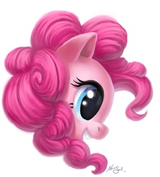 Size: 1280x1415 | Tagged: dead source, safe, artist:nattypants, pinkie pie, earth pony, pony, g4, cute, diapinkes, female, head only, profile, simple background, solo, white background