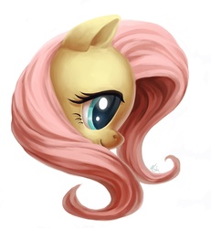 Size: 1000x1083 | Tagged: safe, artist:nattypants, fluttershy, pony, g4, bust, female, mare, portrait, profile, simple background, smiling, solo, white background