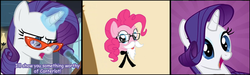 Size: 1000x300 | Tagged: safe, pinkie pie, rarity, g4, colonel sanders, glasses, kfc, rarity's glasses