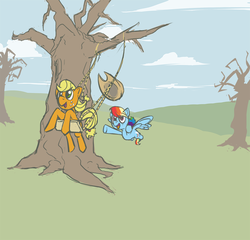 Size: 800x767 | Tagged: safe, artist:acidandgrit, applejack, rainbow dash, g4, female, swing