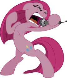 Size: 6000x6990 | Tagged: safe, artist:ceehoff, artist:patec, pinkie pie, earth pony, pony, g4, .svg available, absurd resolution, bipedal, eyes closed, female, hoof hold, mare, open mouth, pinkamena diane pie, simple background, singing, solo, transparent background, vector