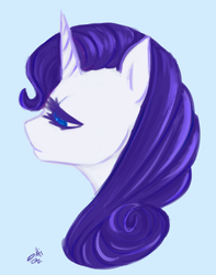 Size: 751x954 | Tagged: dead source, safe, artist:morkemime, rarity, pony, g4, bust, female, portrait, profile, solo