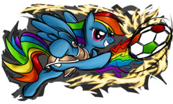 Size: 1920x1152 | Tagged: safe, artist:nuclearsuplexattack, rainbow dash, pegasus, pony, g4, ball, female, football, kick, mare, simple background, solo, transparent background