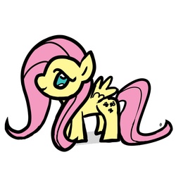 Size: 1698x1698 | Tagged: safe, artist:smileylimey, fluttershy, pegasus, pony, g4, female, mare, profile, simple background, smiling, solo, spread wings, standing, white background, wings