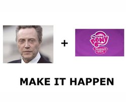 Size: 680x552 | Tagged: safe, g4, christopher walken, exploitable meme, make it happen, meta, my little pony logo