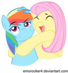 Size: 3326x3576 | Tagged: safe, artist:leslers, fluttershy, rainbow dash, pegasus, pony, g4, duo, female, high res, hug, lesbian, mare, ship:flutterdash, shipping, simple background, transparent background