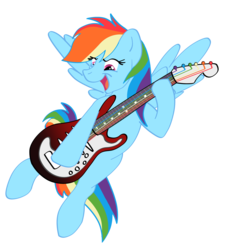 Size: 1926x2118 | Tagged: safe, artist:cluttercluster, rainbow dash, pegasus, pony, g4, female, guitar, mare, open mouth, simple background, solo, transparent background