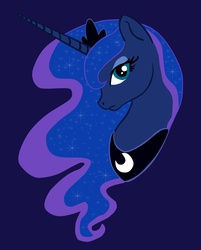 Size: 766x954 | Tagged: safe, artist:cluttercluster, princess luna, pony, g4, bust, female, looking at you, profile, simple background, solo