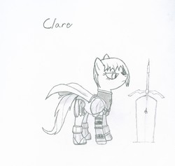 Size: 1841x1750 | Tagged: safe, artist:tyrellus, clare, claymore, drawing, ponified